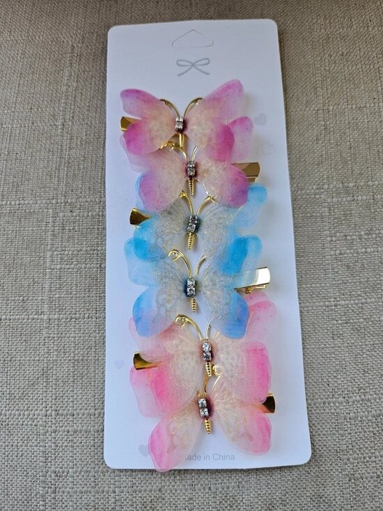 Accessories - Girls Hair Clips Butterfly Multi Color Fancy Hair Accessories Set of 6 Unbranded